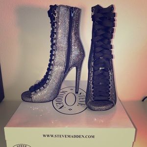Steve madden Silver metallic glitter heels